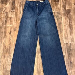 BCBGeneration Wide Leg High-Rise Jeans in Deep Blue